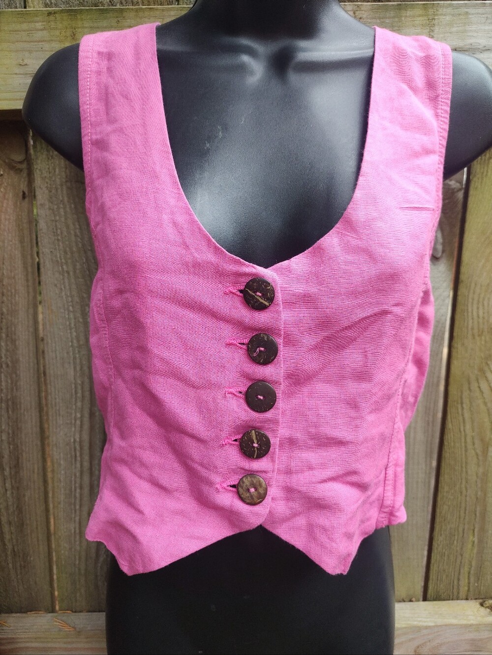 🏵️ Free People Linen Blend Pink Tie Back Vest Top Size XS